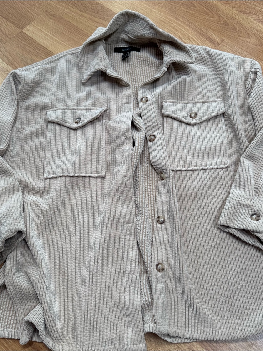 Forever 21 Light Beige Ribbed Shacket